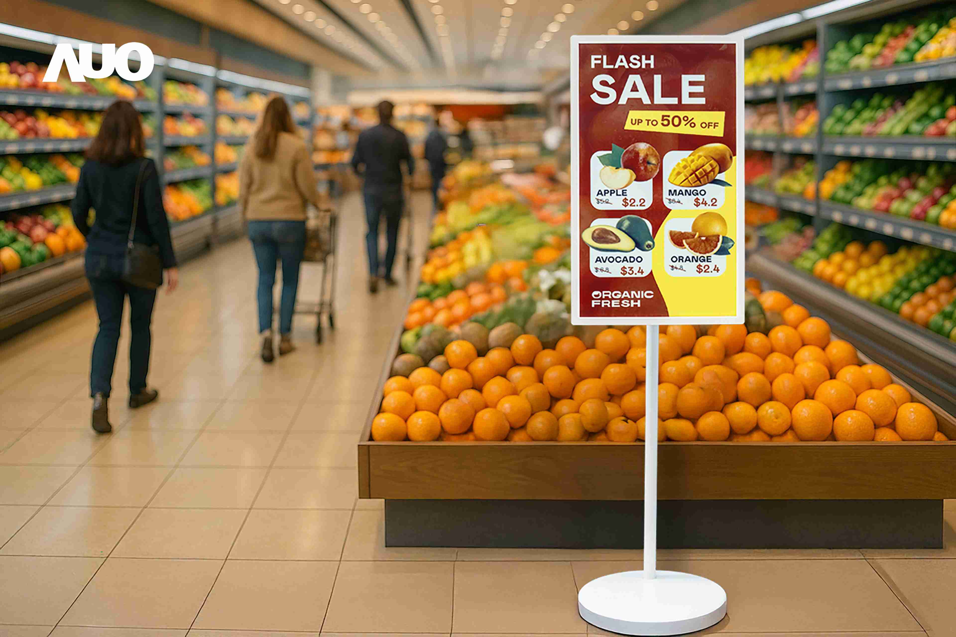 达擎首亮相低功耗、、全彩的〝aecoPost电子纸解决方案〞，，，，仅在更新画面时需要微量的电力驱动，，，无需布建电线的便捷设计，，使其可灵活应用、、、、随意置放，，并可透过云端或行动装置app，，，，轻松管理及排程广告内容，，，，晋升店头营销利器。。。